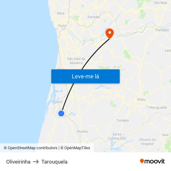 Oliveirinha to Tarouquela map