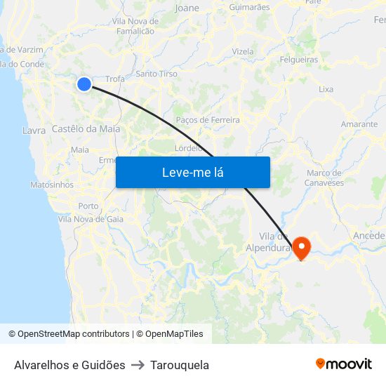 Alvarelhos e Guidões to Tarouquela map