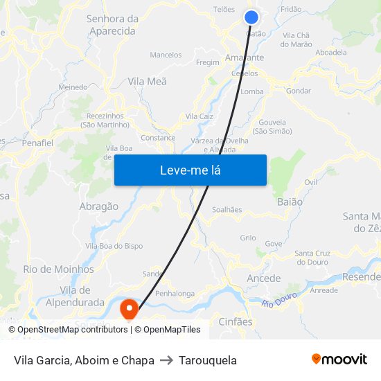 Vila Garcia, Aboim e Chapa to Tarouquela map