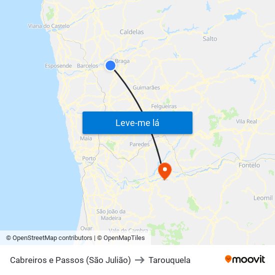 Cabreiros e Passos (São Julião) to Tarouquela map