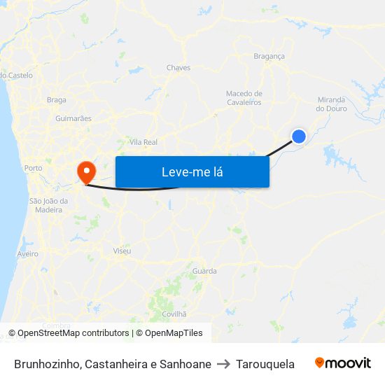 Brunhozinho, Castanheira e Sanhoane to Tarouquela map