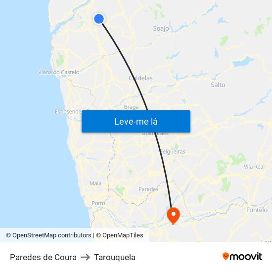 Paredes de Coura to Tarouquela map