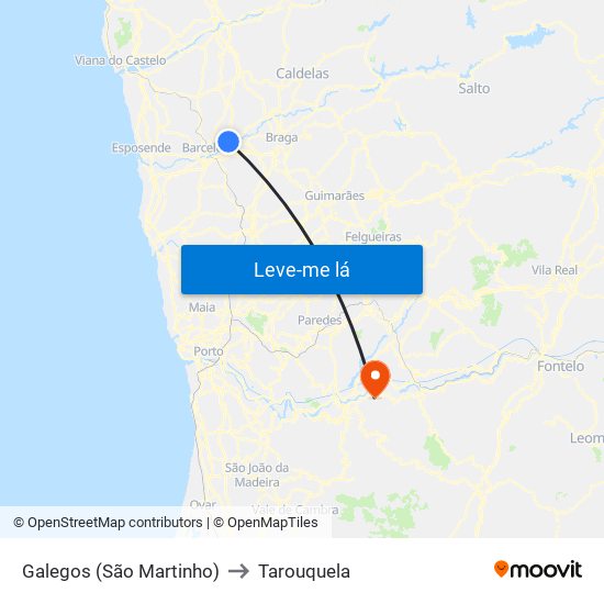 Galegos (São Martinho) to Tarouquela map