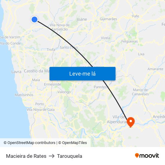 Macieira de Rates to Tarouquela map