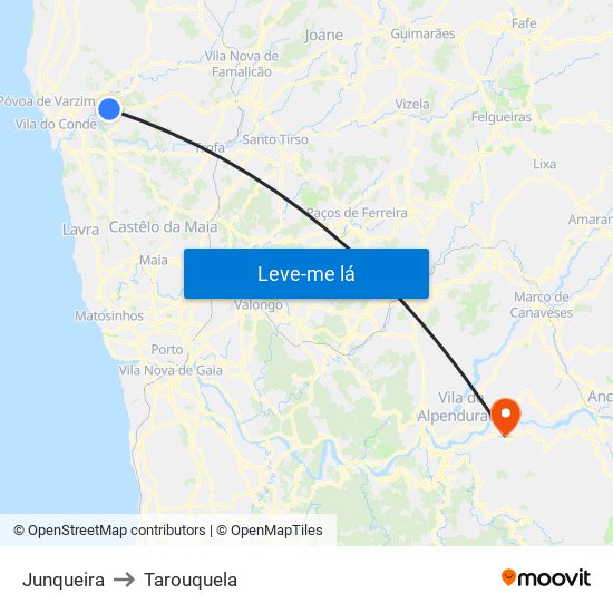 Junqueira to Tarouquela map