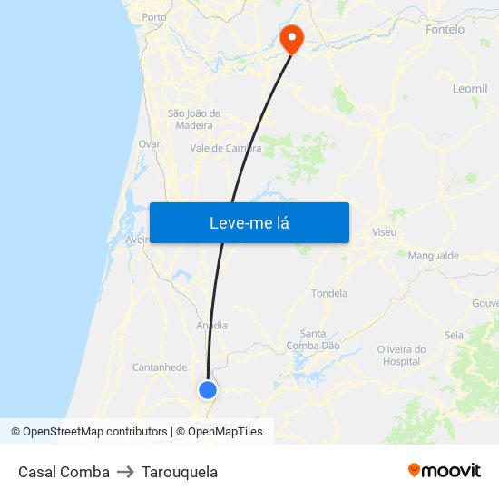 Casal Comba to Tarouquela map