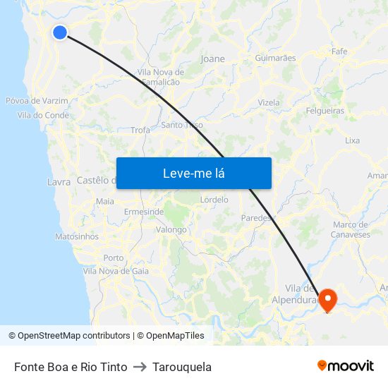 Fonte Boa e Rio Tinto to Tarouquela map