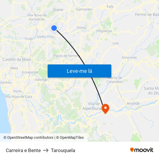 Carreira e Bente to Tarouquela map