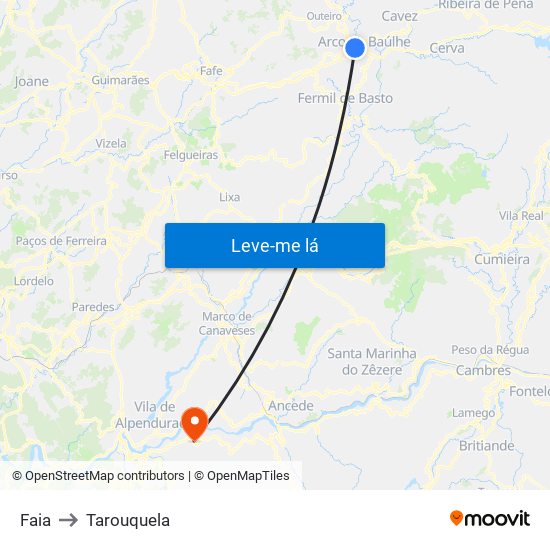 Faia to Tarouquela map