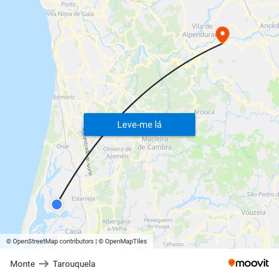 Monte to Tarouquela map