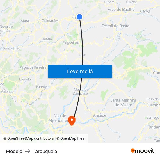 Medelo to Tarouquela map