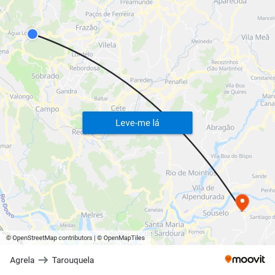 Agrela to Tarouquela map