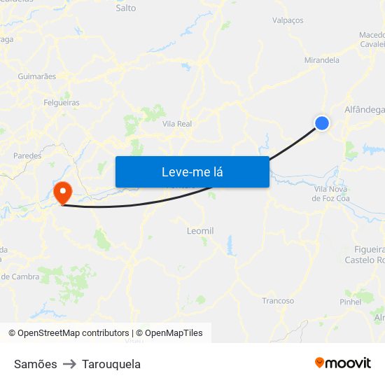 Samões to Tarouquela map