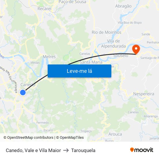 Canedo, Vale e Vila Maior to Tarouquela map