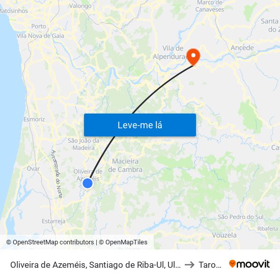 Oliveira de Azeméis, Santiago de Riba-Ul, Ul, Macinhata da Seixa e Madail to Tarouquela map