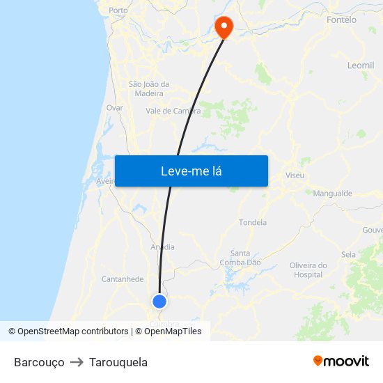 Barcouço to Tarouquela map