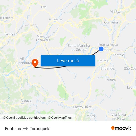 Fontelas to Tarouquela map