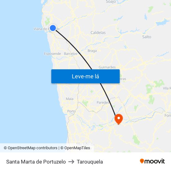 Santa Marta de Portuzelo to Tarouquela map