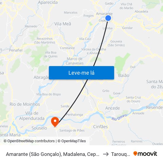 Amarante (São Gonçalo), Madalena, Cepelos e Gatão to Tarouquela map
