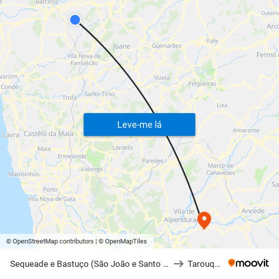 Sequeade e Bastuço (São João e Santo Estêvão) to Tarouquela map