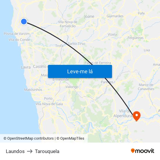 Laundos to Tarouquela map