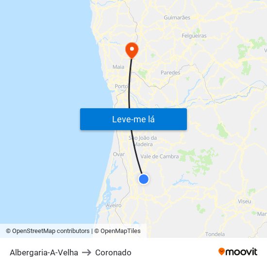 Albergaria-A-Velha to Coronado map