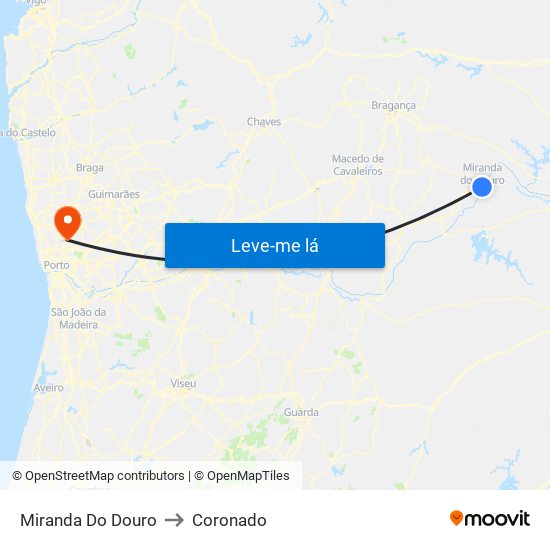 Miranda Do Douro to Coronado map