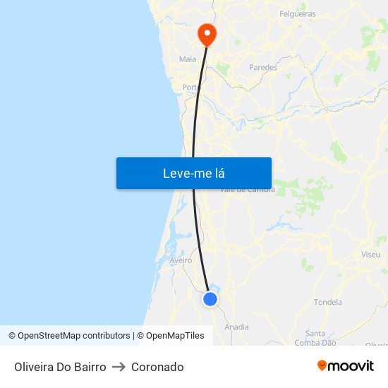 Oliveira Do Bairro to Coronado map