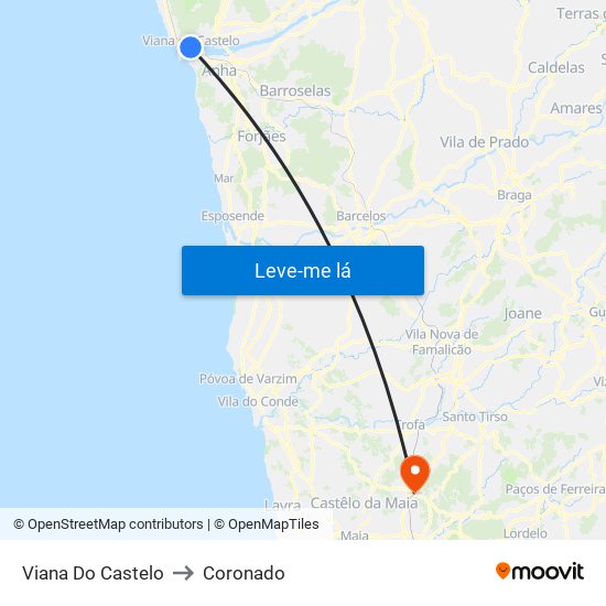 Viana Do Castelo to Coronado map