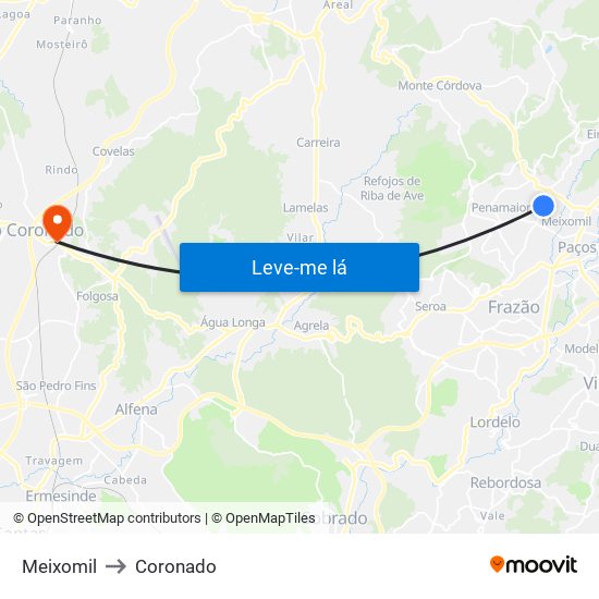 Meixomil to Coronado map