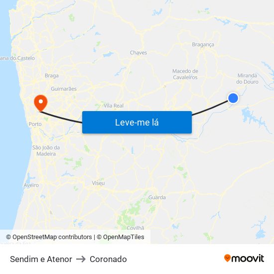 Sendim e Atenor to Coronado map