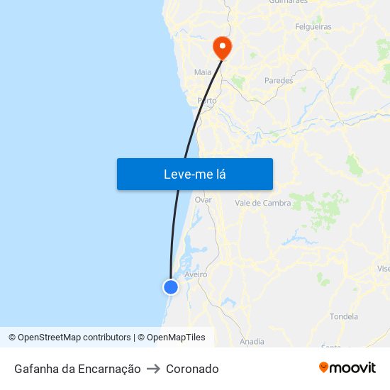 Gafanha da Encarnação to Coronado map