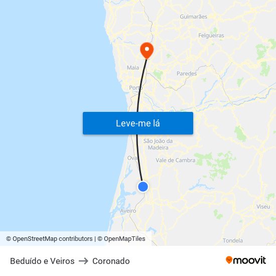 Beduído e Veiros to Coronado map