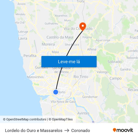 Lordelo do Ouro e Massarelos to Coronado map