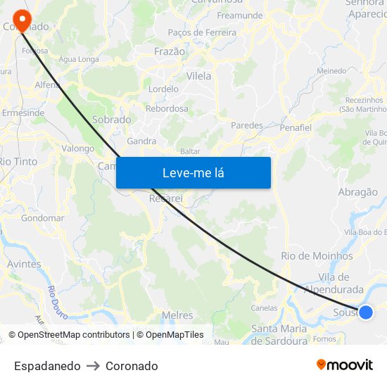 Espadanedo to Coronado map