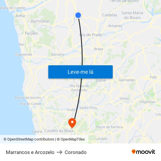 Marrancos e Arcozelo to Coronado map