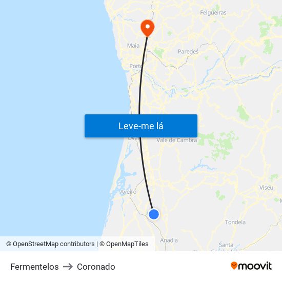 Fermentelos to Coronado map