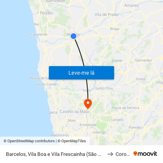 Barcelos, Vila Boa e Vila Frescainha (São Martinho e São Pedro) to Coronado map