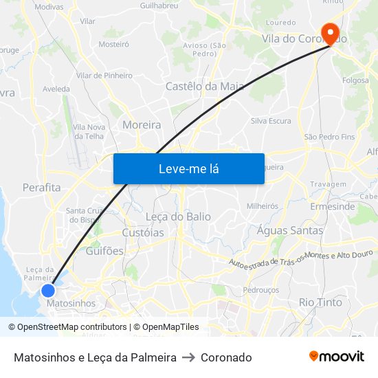 Matosinhos e Leça da Palmeira to Coronado map