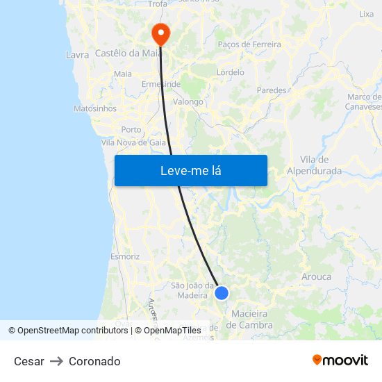 Cesar to Coronado map