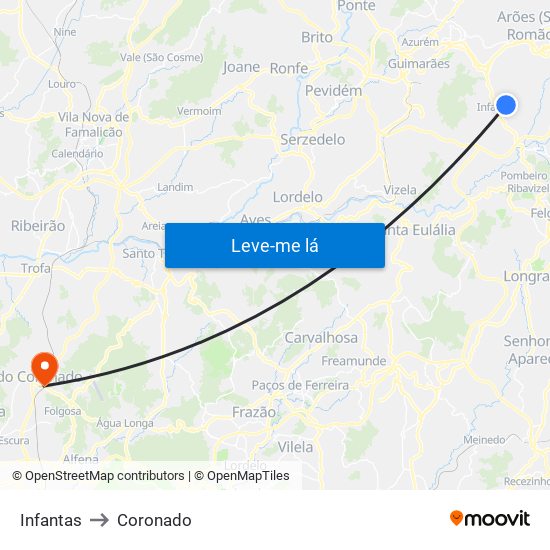 Infantas to Coronado map