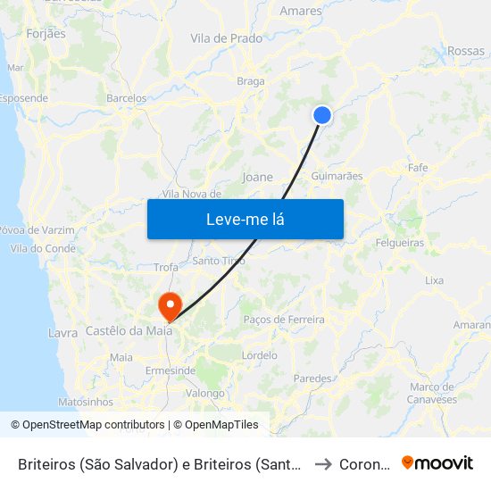 Briteiros (São Salvador) e Briteiros (Santa Leocádia) to Coronado map