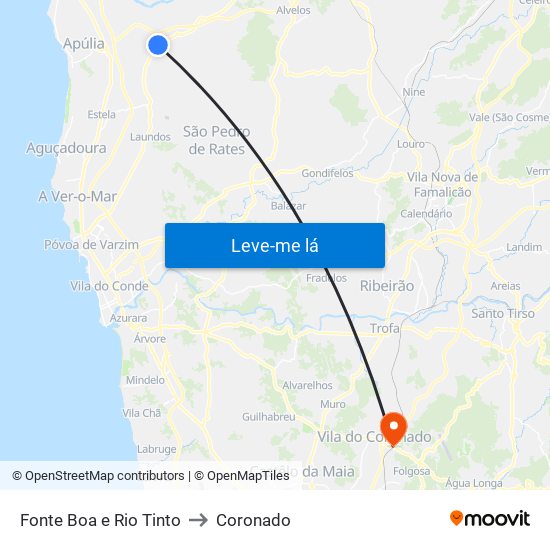 Fonte Boa e Rio Tinto to Coronado map