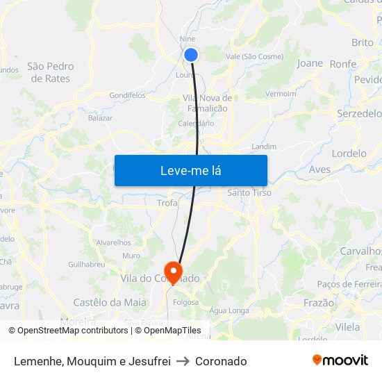 Lemenhe, Mouquim e Jesufrei to Coronado map