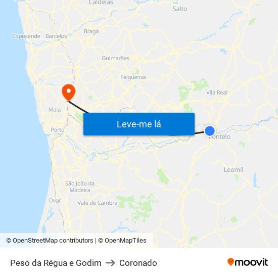 Peso da Régua e Godim to Coronado map