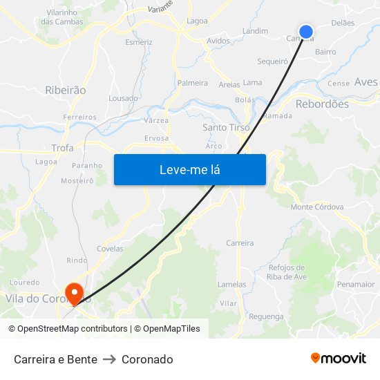 Carreira e Bente to Coronado map