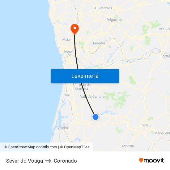 Sever do Vouga to Coronado map