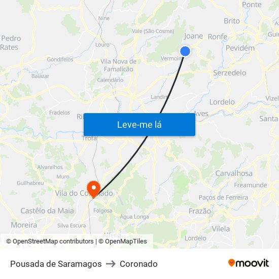 Pousada de Saramagos to Coronado map