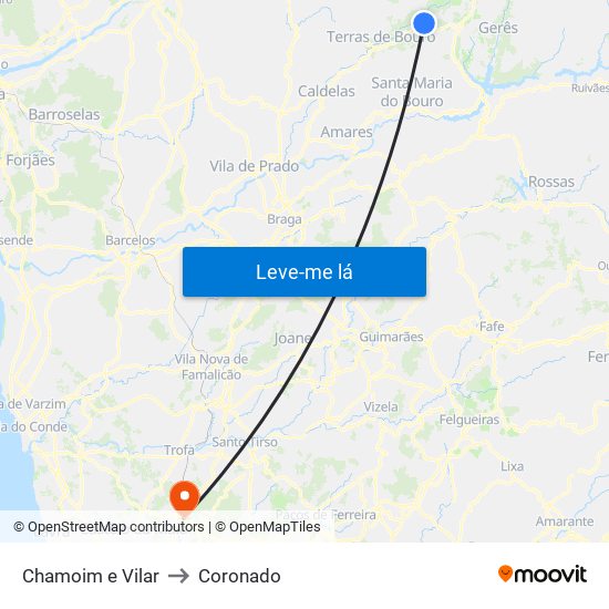 Chamoim e Vilar to Coronado map