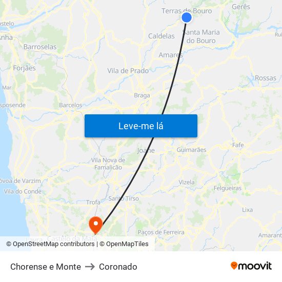 Chorense e Monte to Coronado map